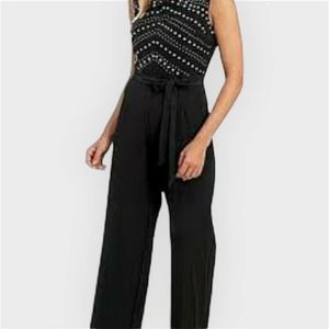 NWT TAHARI RHINESTONE EMBELLISHED BLACK JUMPSUIT